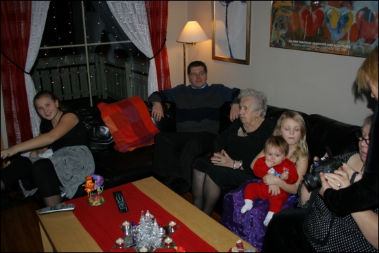 Marthine, Thomas, mamma, Amalie og Andine.